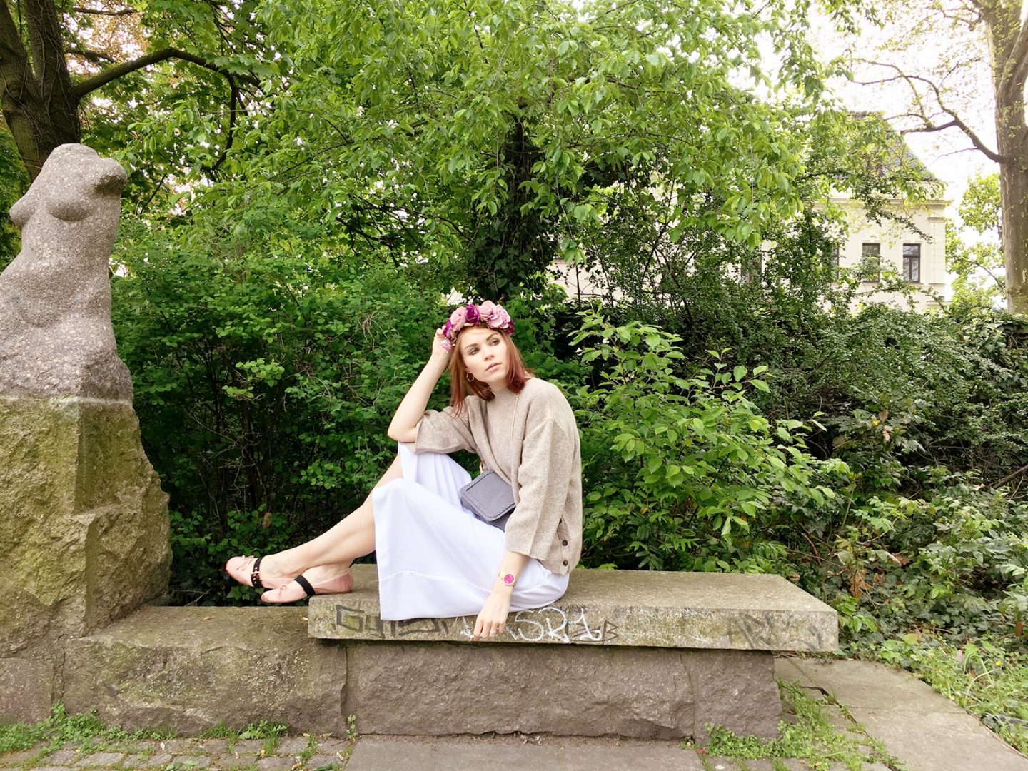 culottes white by betty barclay miu miu ballet flats