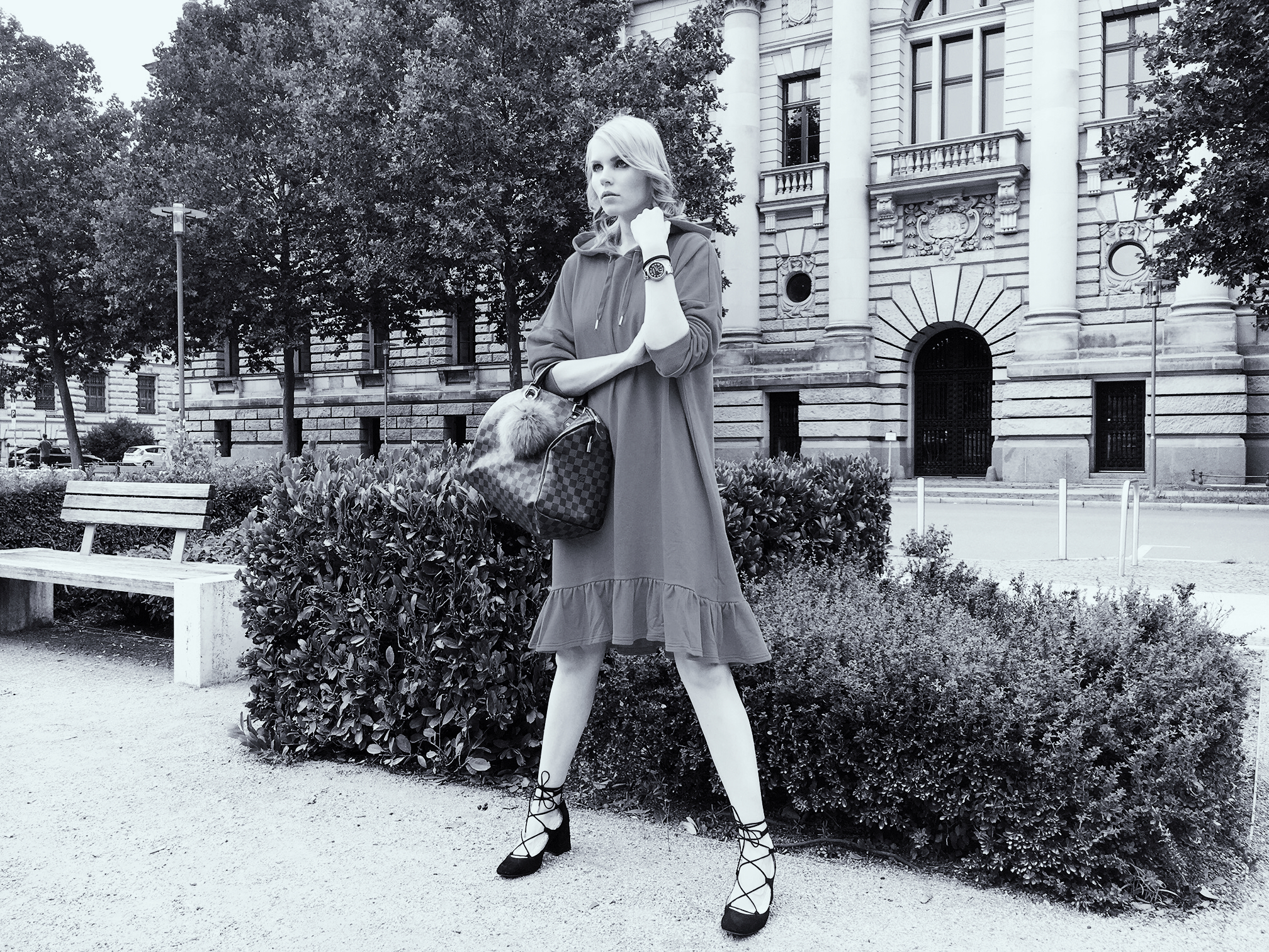 FRILLED RED HOODIE DRESS